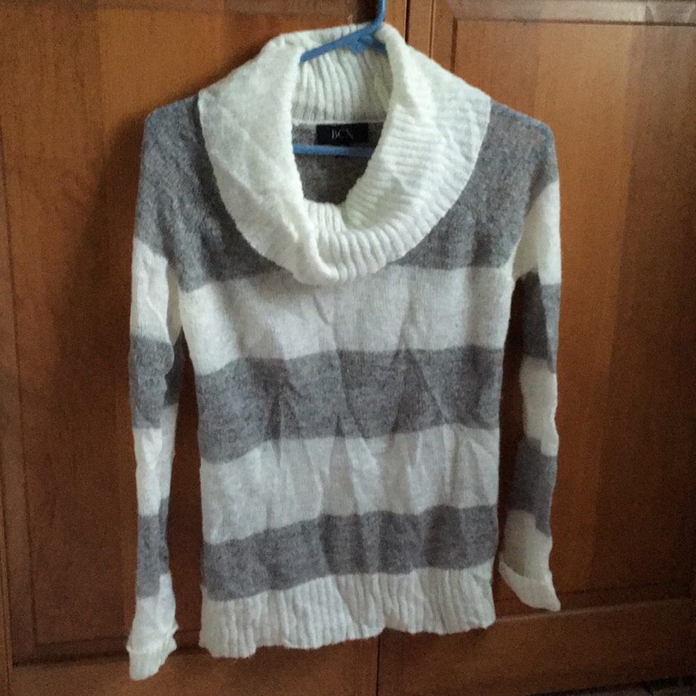 Gray and White Striped Sweater